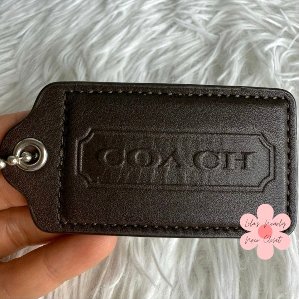 3.5" COACH Brown Replacement Fob Bag Charm Hang tag Hangtag