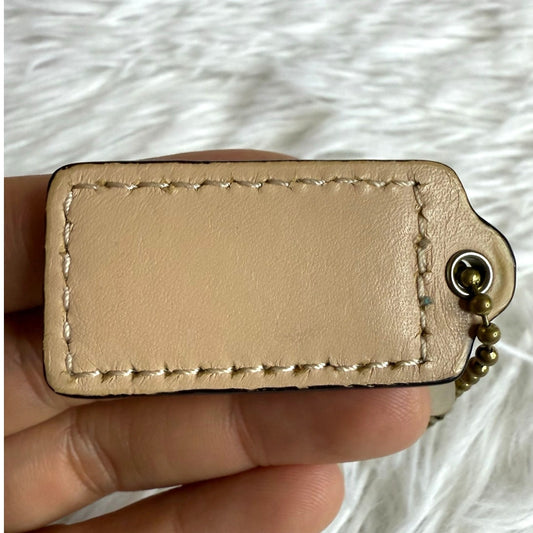 1.5" COACH Tan Fob Bag Charm Hang tag Hangtag