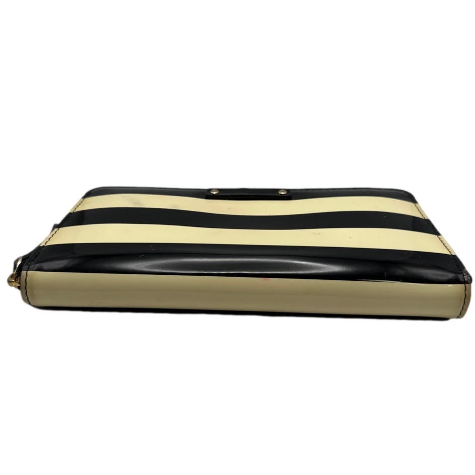 Kate Spade New York Stripe Black and Cream Zip Around Wallet