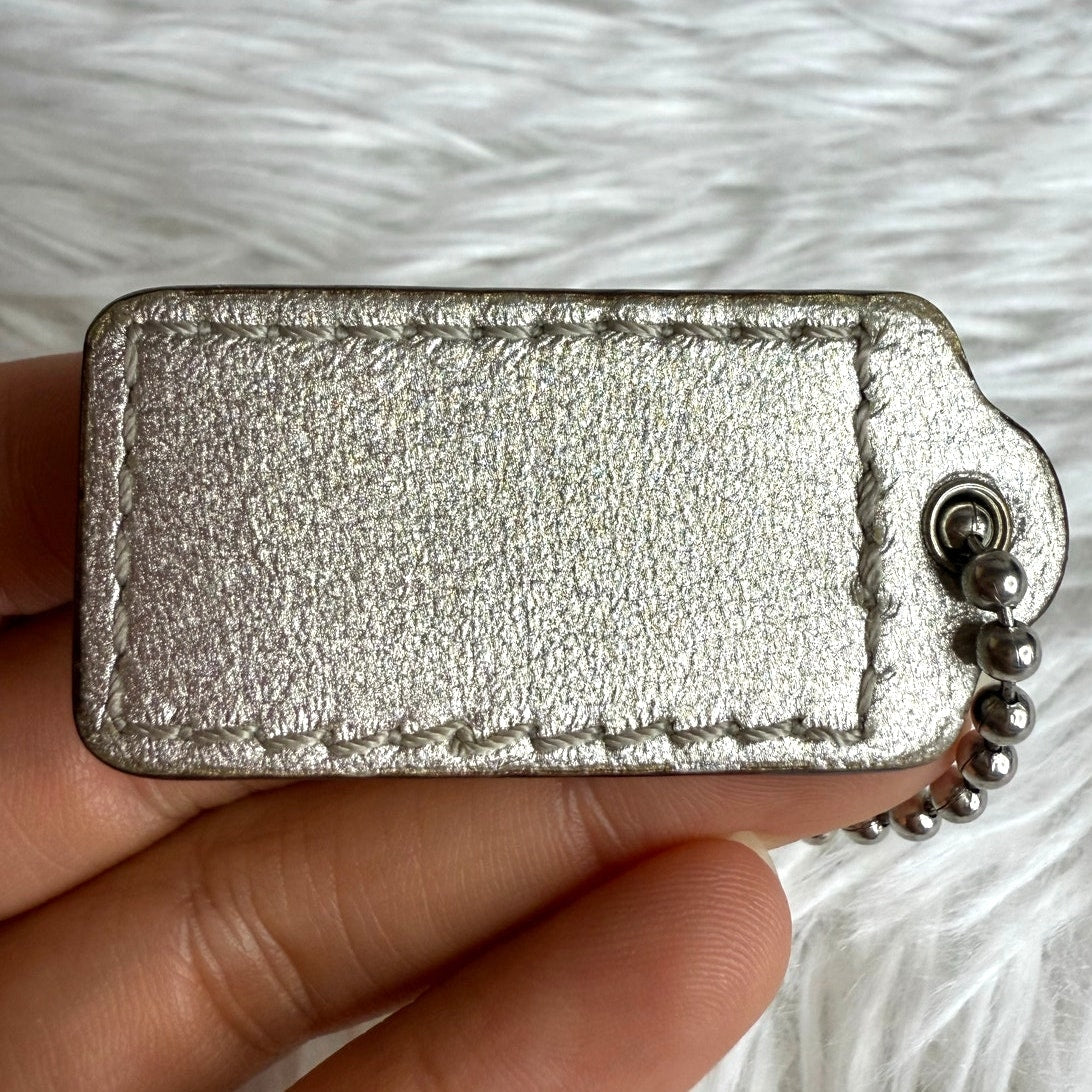 1.5" COACH Silver Fob Bag Charm Hang tag Hangtag