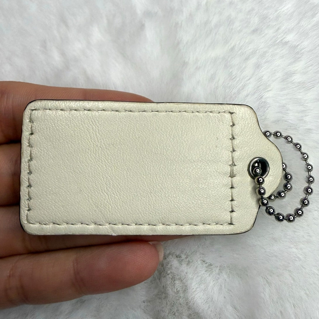 2" Coach White Fob Bag Charm Hang tag Hangtag
