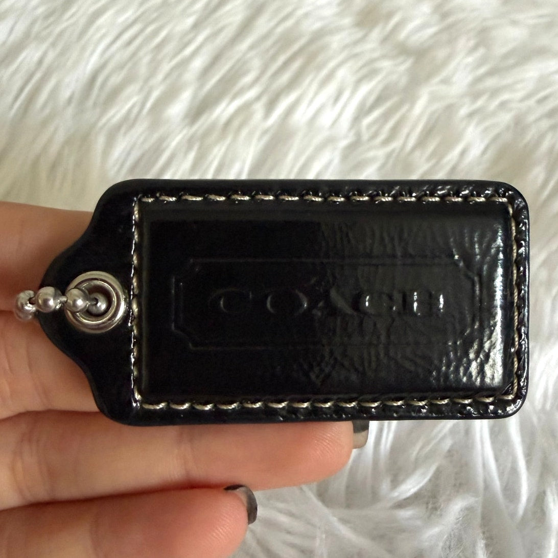 2" Coach Black Patent Leather Fob Bag Charm Hang tag Hangtag