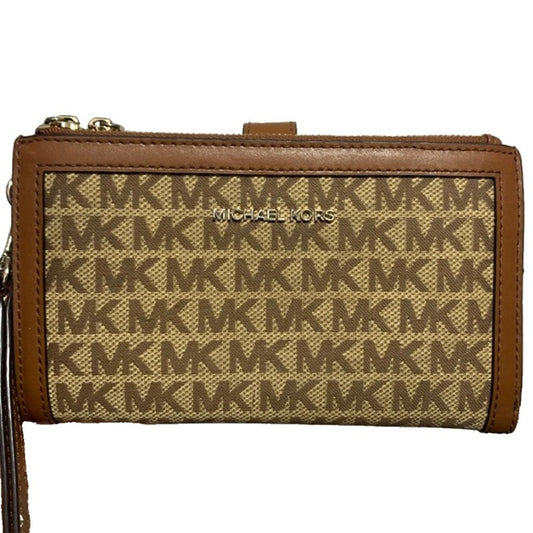 Michael Kors Brown Tan Signature Jet Set Wallet w/ Phone Holder