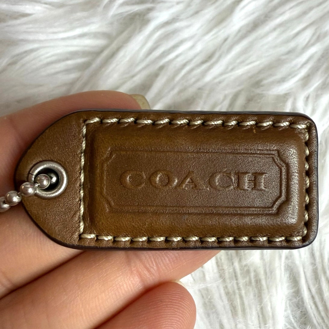 y2k 1.5" COACH Vintage Suede Fob Bag Charm Hang tag Hangtag