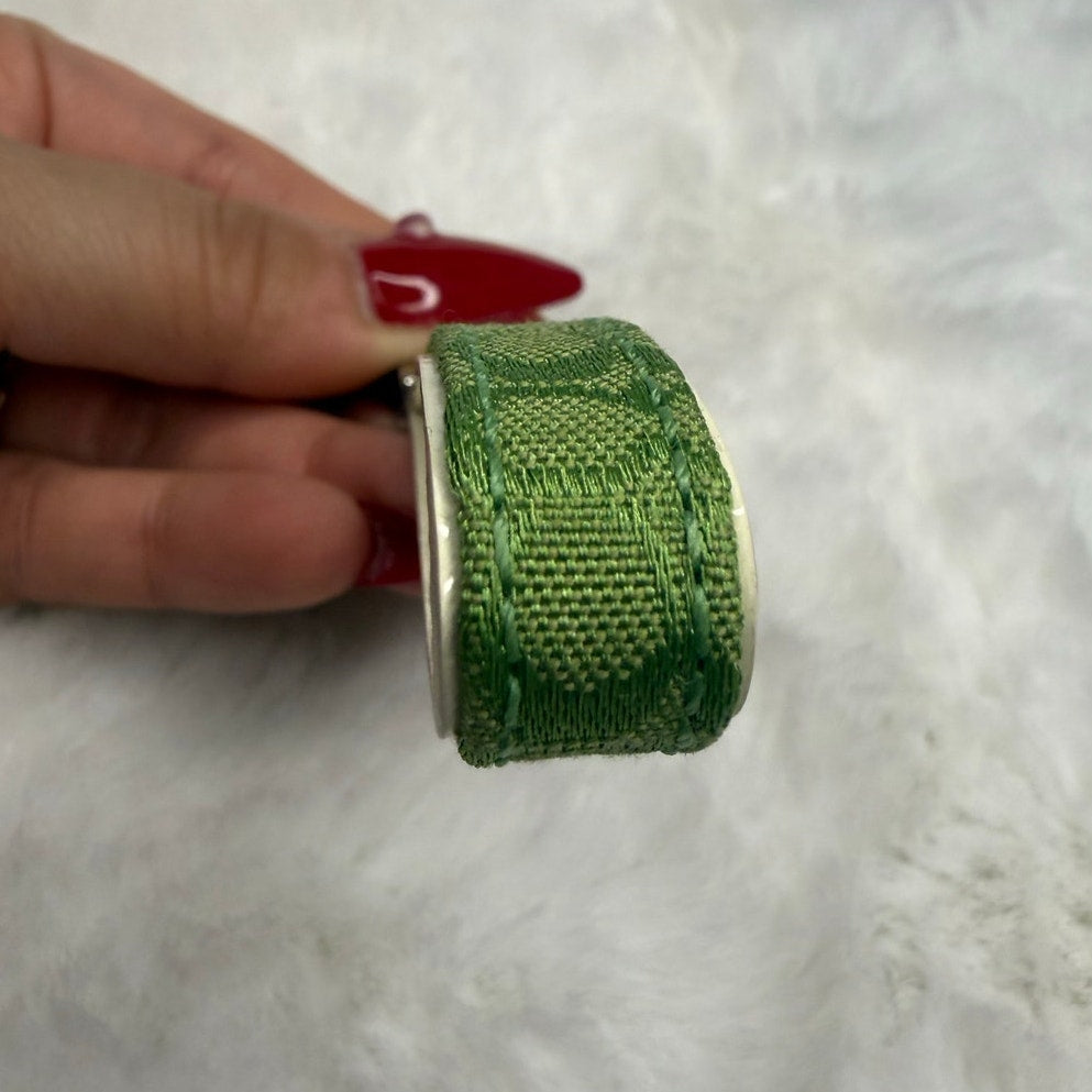 3" Y2K COACH Green Signature Canvas Patent Leather Bag Charm Key Fob