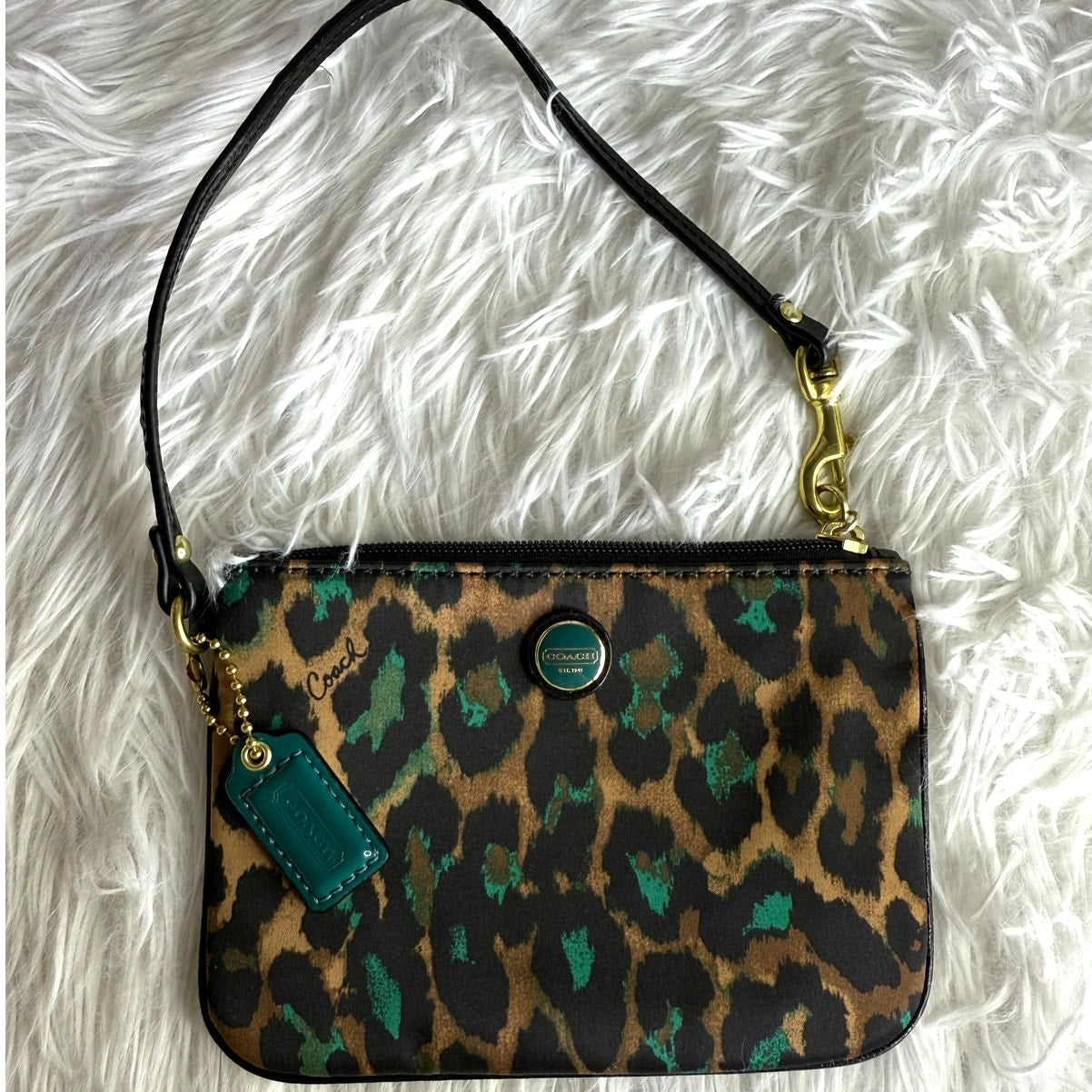 COACH y2k Cheetah Print Poppy Wristlet