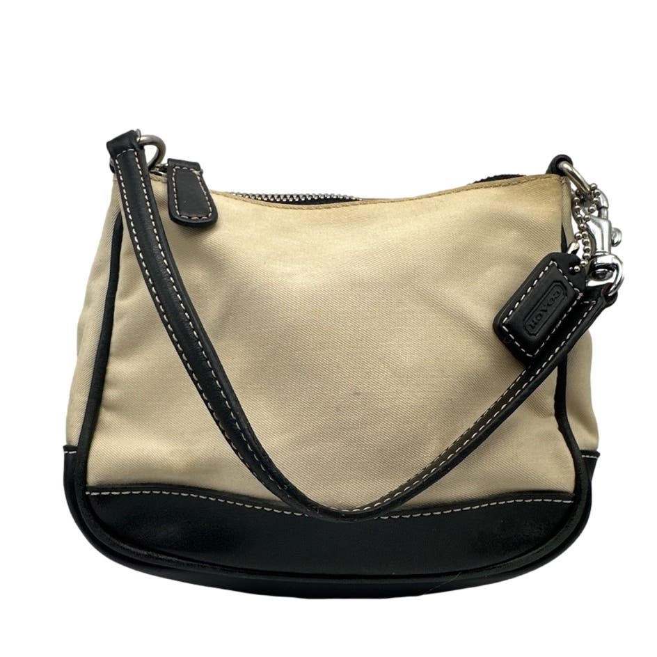 COACH Black and Cream Canvas Wristlet / MINI Purse