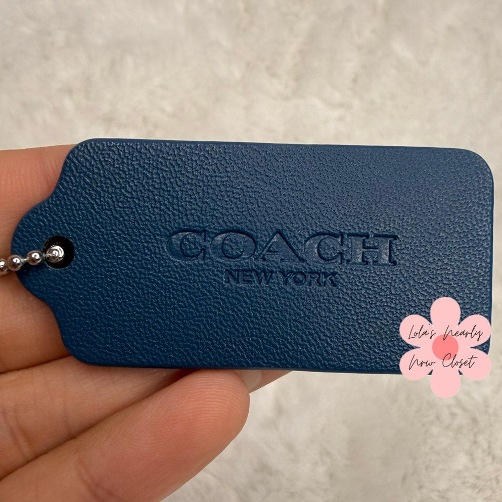 2" COACH Blue Fob Bag Charm Hang tag Hangtag