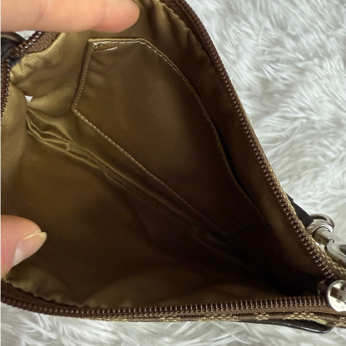 COACH Brown Signature Canvas Wristlet