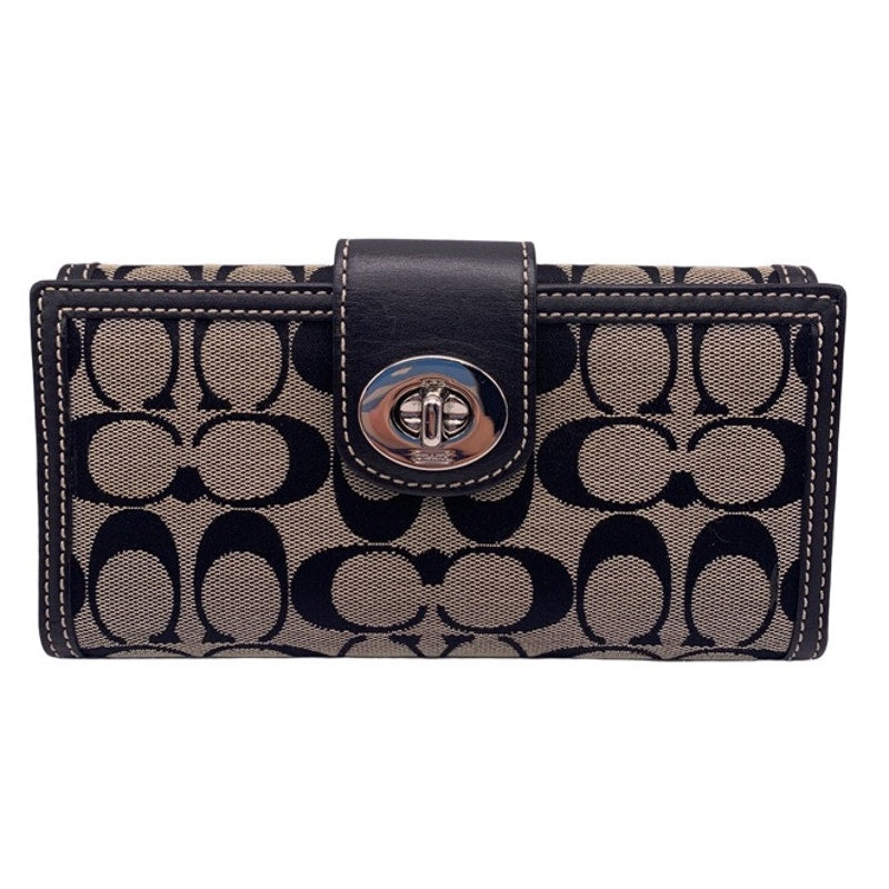 COACH Black Signature Turnlock Wallet