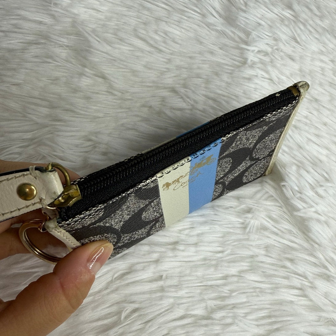 COACH Black Signature Double Strap Coin Purse Wallet