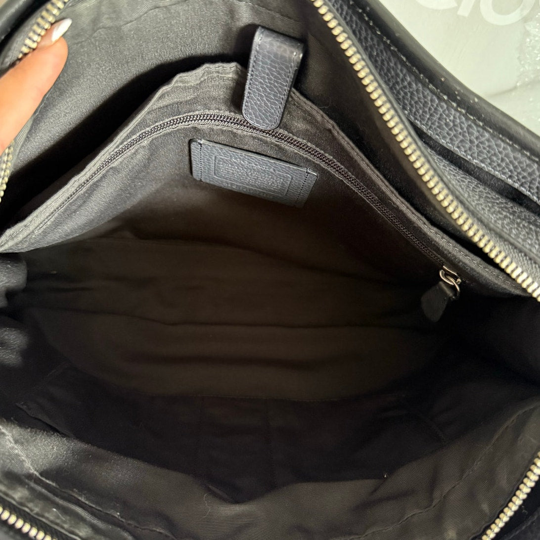 Coach BOND F72308 Black Leather Briefcase w/ Crossbody Strap
