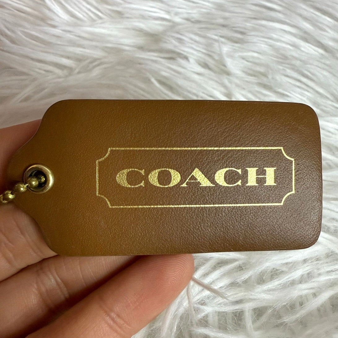 2.5" COACH Brown White Fob Bag Charm Hang tag Hangtag