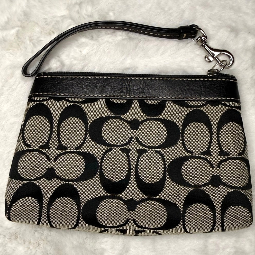 COACH Black Gray Wristlet