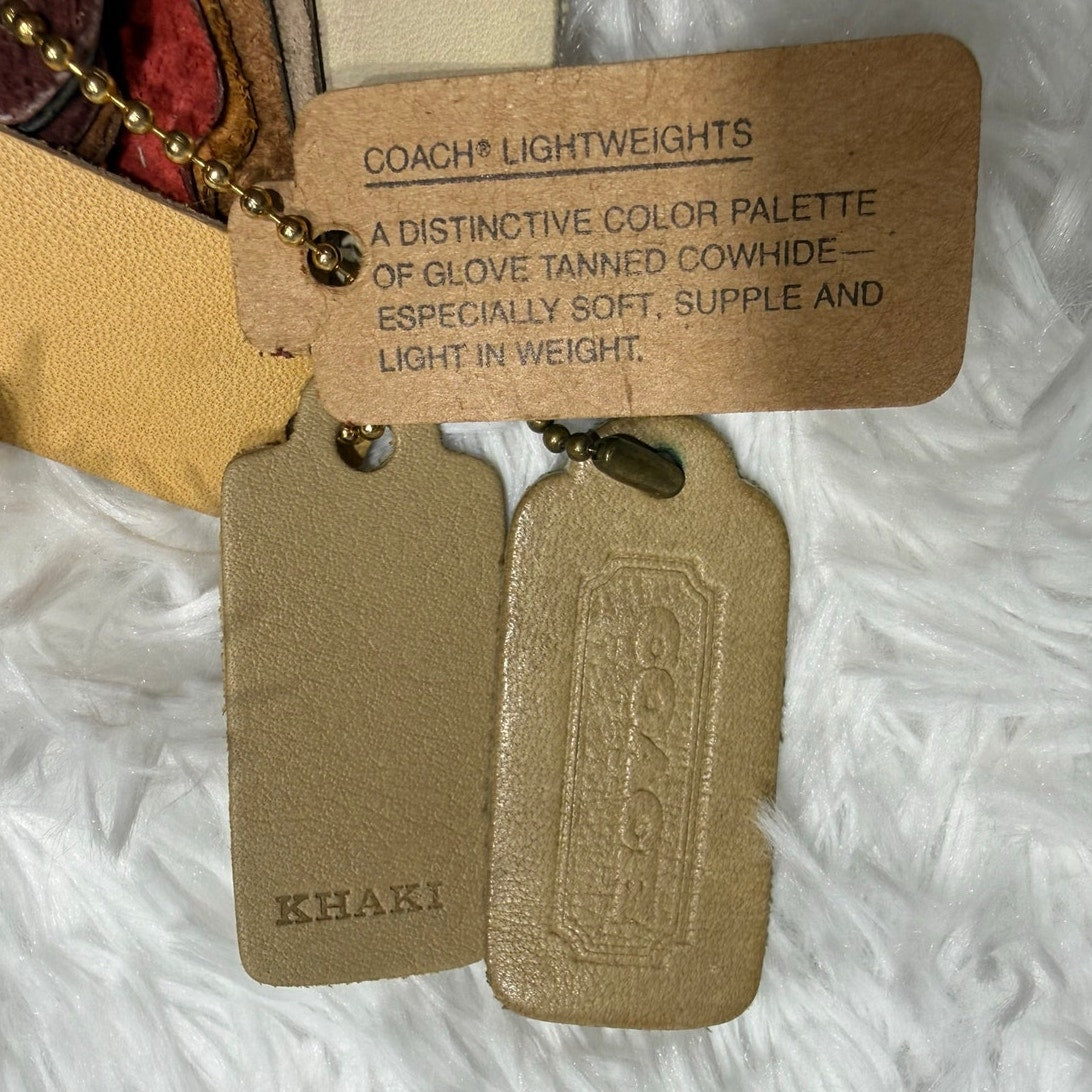 2" Vintage COACH Lightweight Khaki Fob Bag Charm Hang tag Hangtag