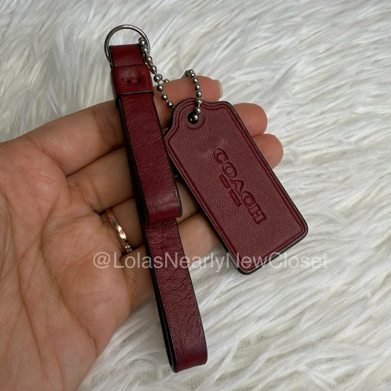 2" COACH Maroon Fob Bag Charm Hang tag Hangtag