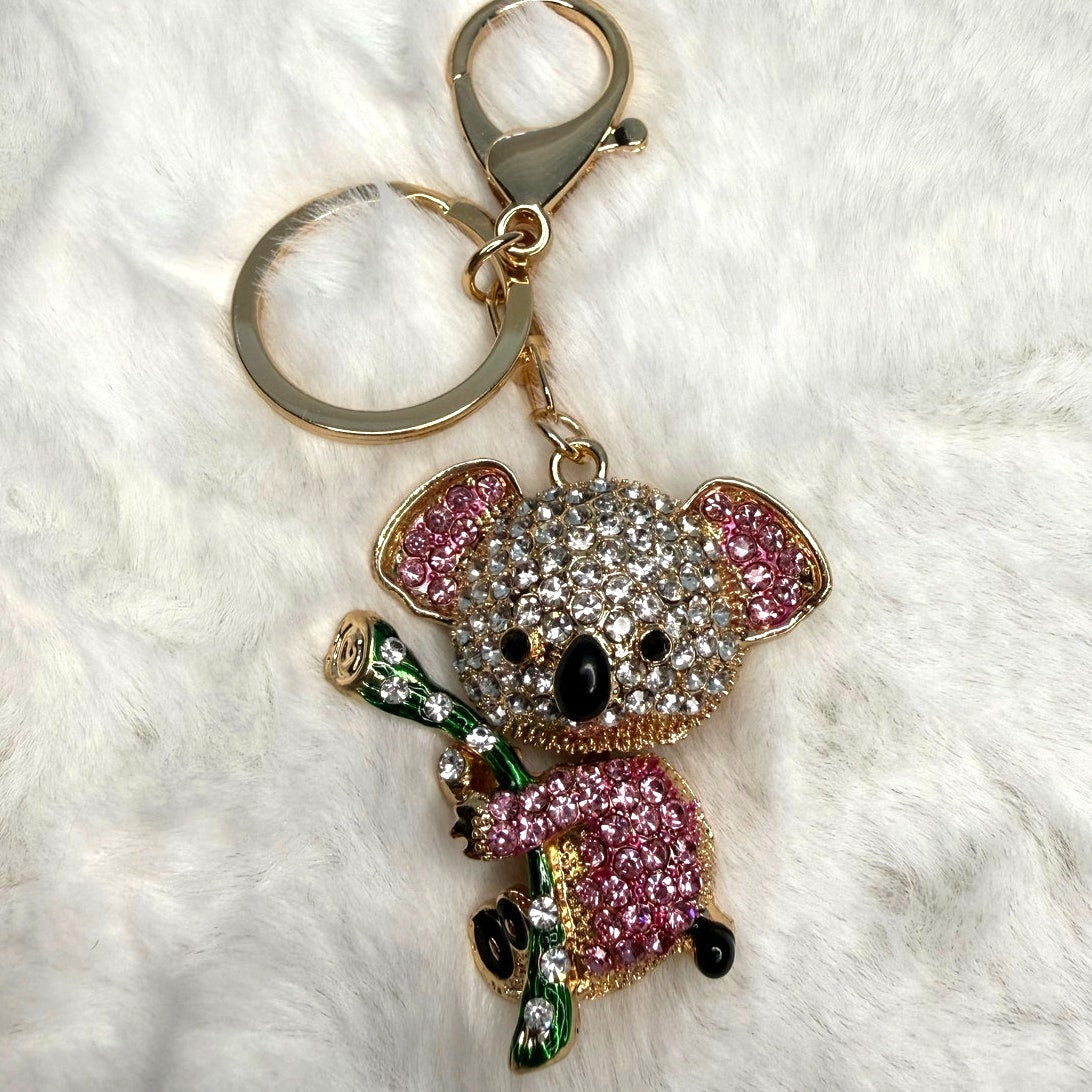 Koala Bear Bling Pink Rhinestone Keychain Fashion Charm Bag Charm
