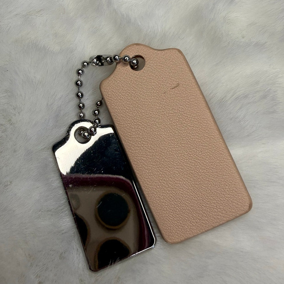 1.5" COACH Cream Silver Hang Tag Key Fob Bag Charm Set