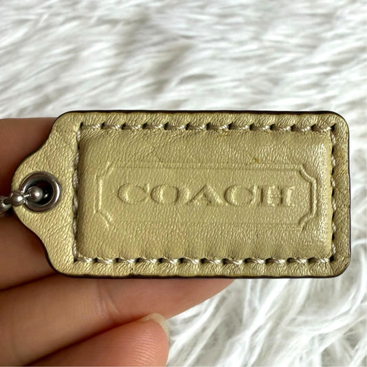 1.5" COACH Tan Fob Bag Charm Hang tag Hangtag