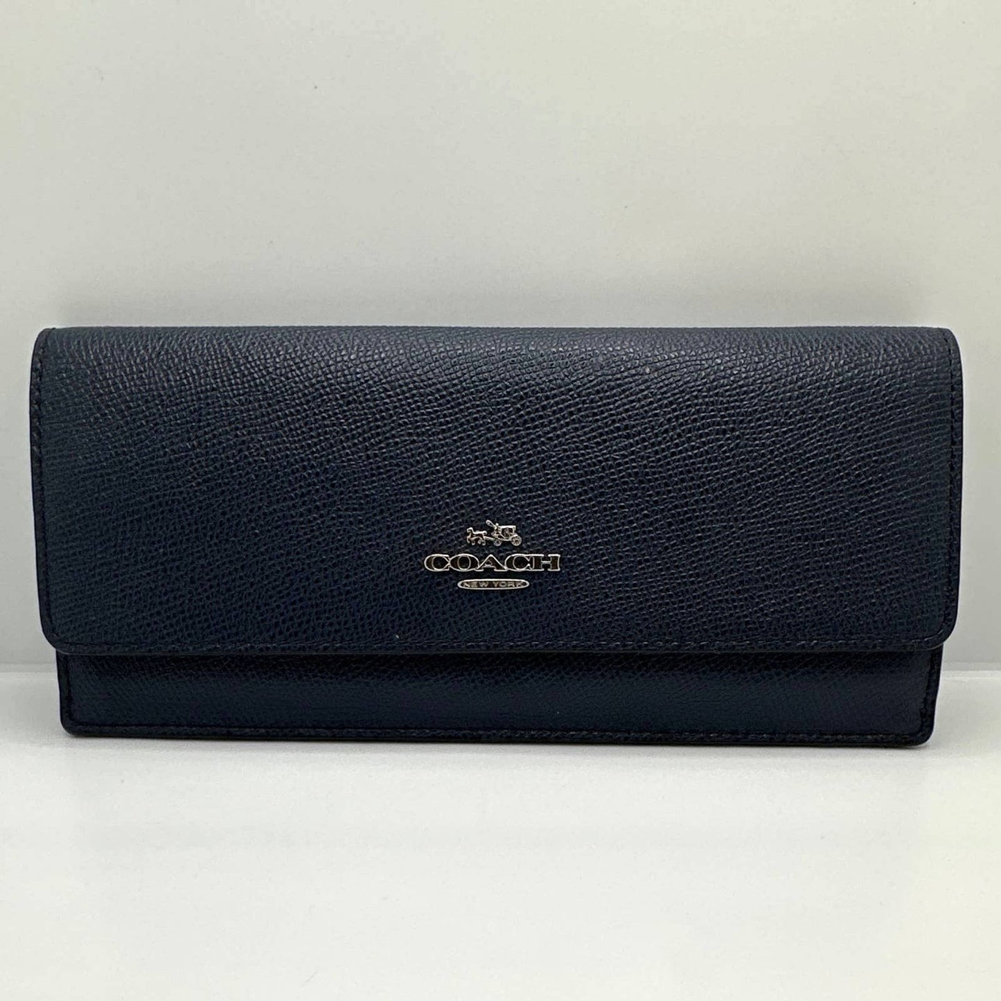 COACH Navy Blue Slim Trifold Wallet