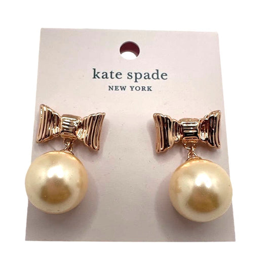Kate Spade Cream Gold ALL WRAPPED UP IN PEARLS Bow Faux Pearl Earrings