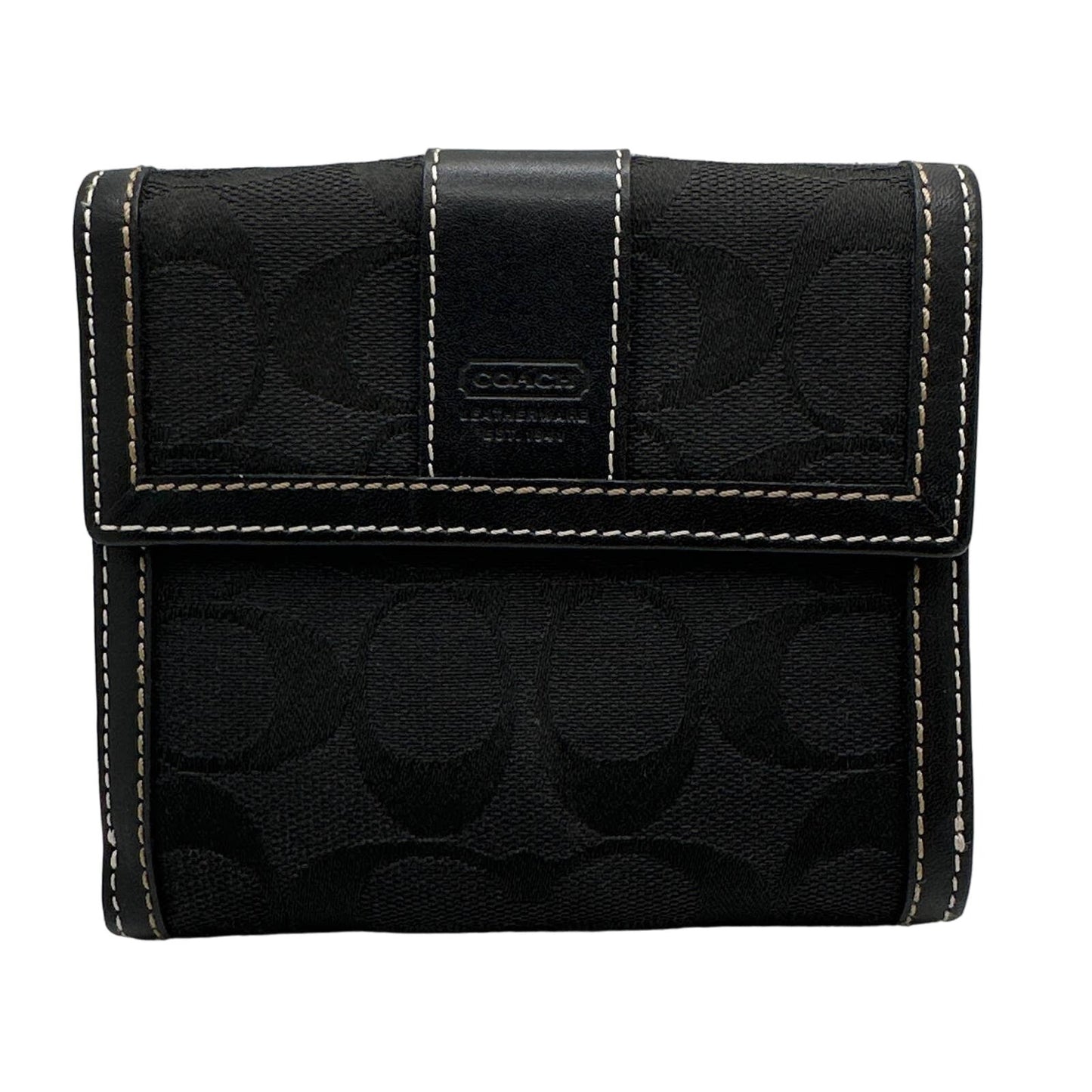 COACH Black Signature Canvas Hampton Small Wallet