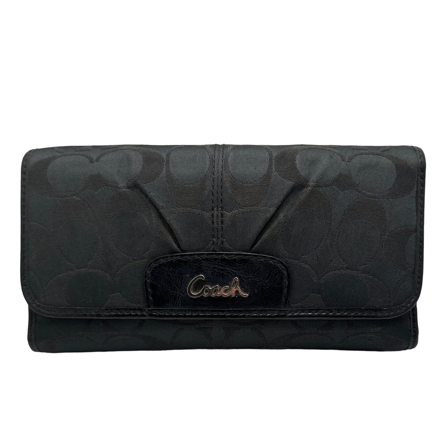 COACH Black Signature Canvas Wallet with Checkbook