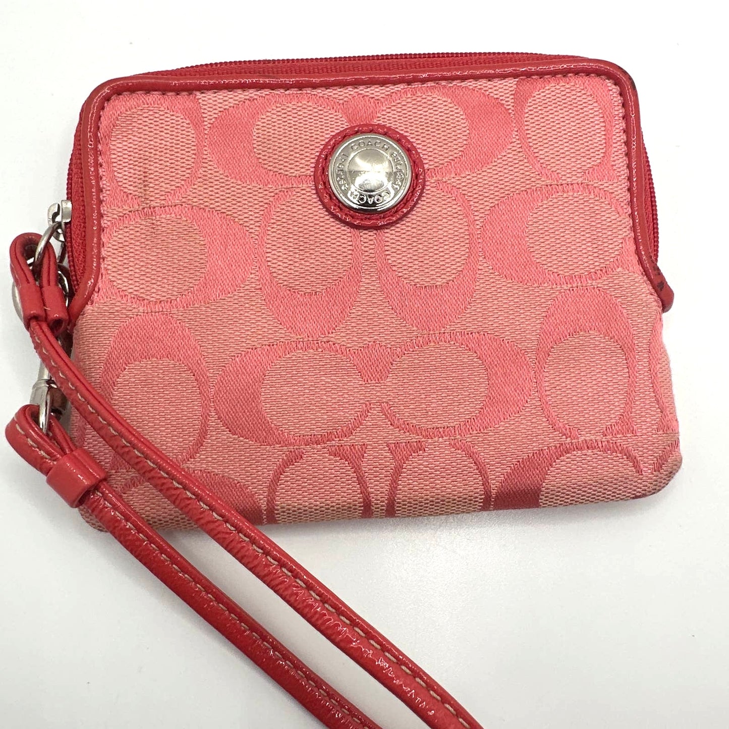 COACH Pink Signature Canvas Wristlet w/ Card Slot