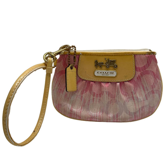 COACH Signature Pink and Yellow Wristlet