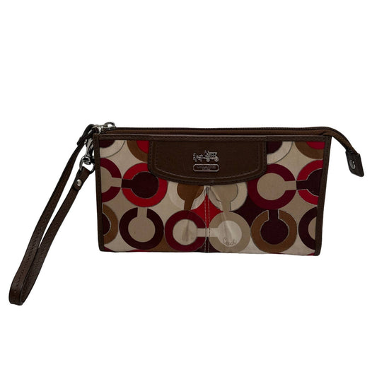 COACH Brown Madison Graphic Op Art Wristlet