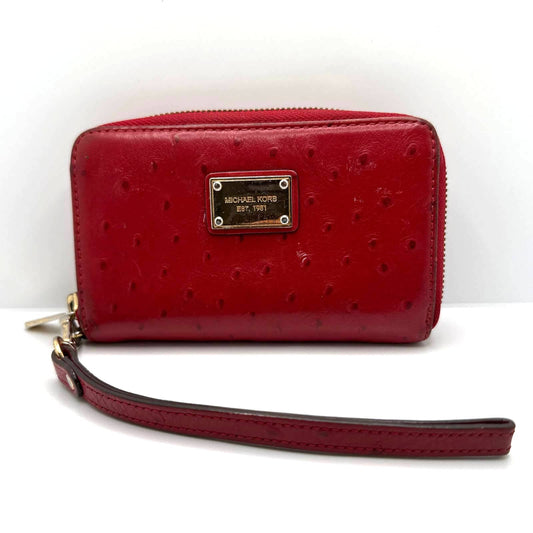 MICHAEL KORS est 1981 Red Ostrich Zip Around Small Wallet