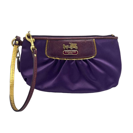 COACH Purple and gold Nylon Wristlet