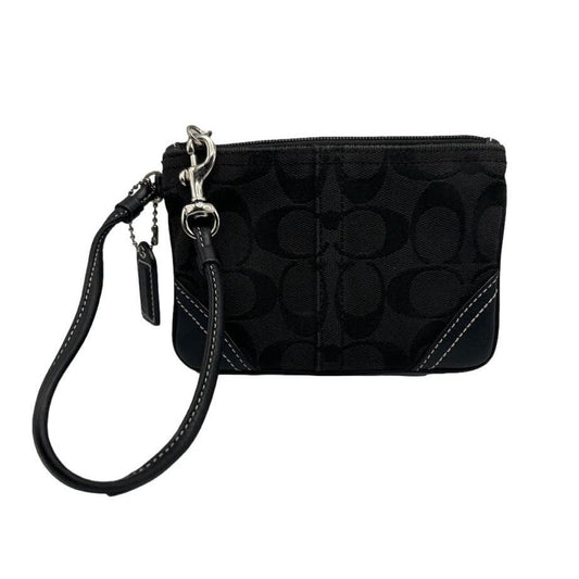 COACH Black Signature Canvas Wristlet