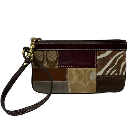 COACH Brown Patchwork Wristlet