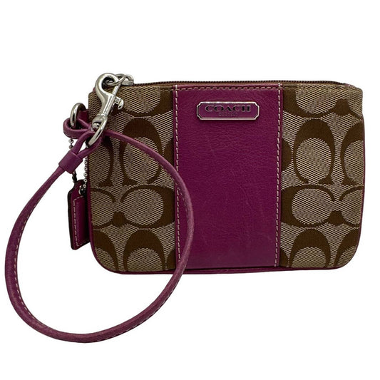 COACH Purple and Brown Signature Canvas Wristlet