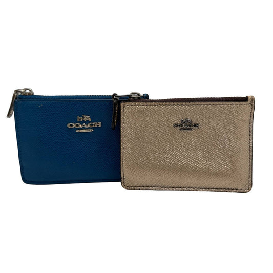 COACH Gold / Blue Cardholder with keychain