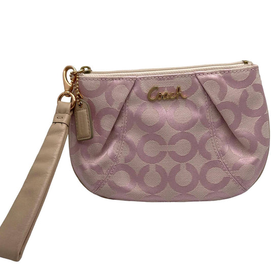 COACH Pink Signature Canvas Wristlet