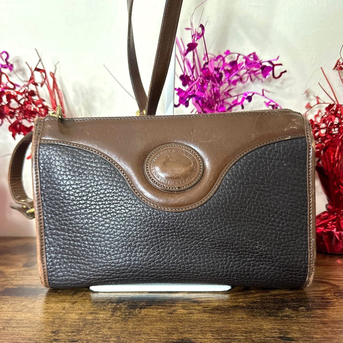 Vintage Dooney and Bourke Black and Brown Crossbody