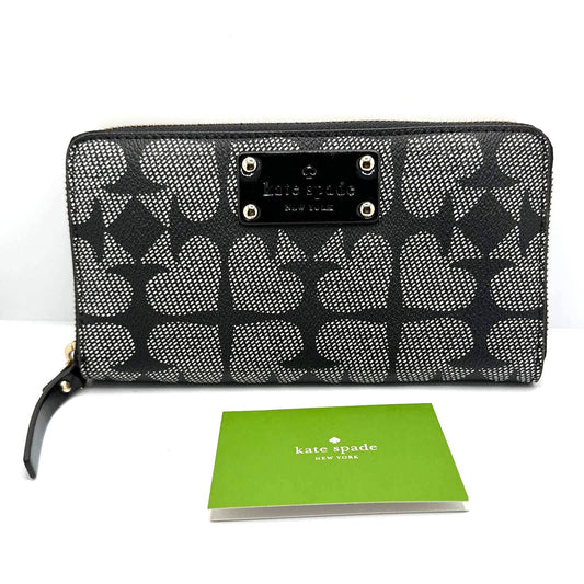 KATE SPADE New York Black and Gray Zip Around Wallet