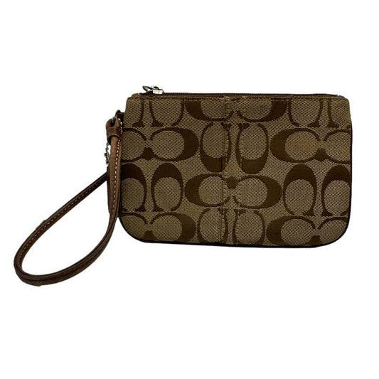 COACH Brown Signature Canvas Wristlet