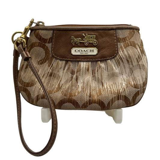 COACH Brown and Tan Signature Wristlet