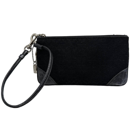 COACH Black and Silver Signature Canvas Wristlet