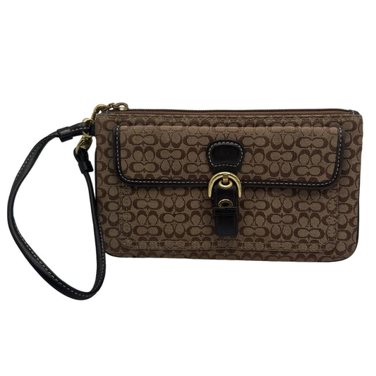 COACH Brown Signature Canvas Wristlet