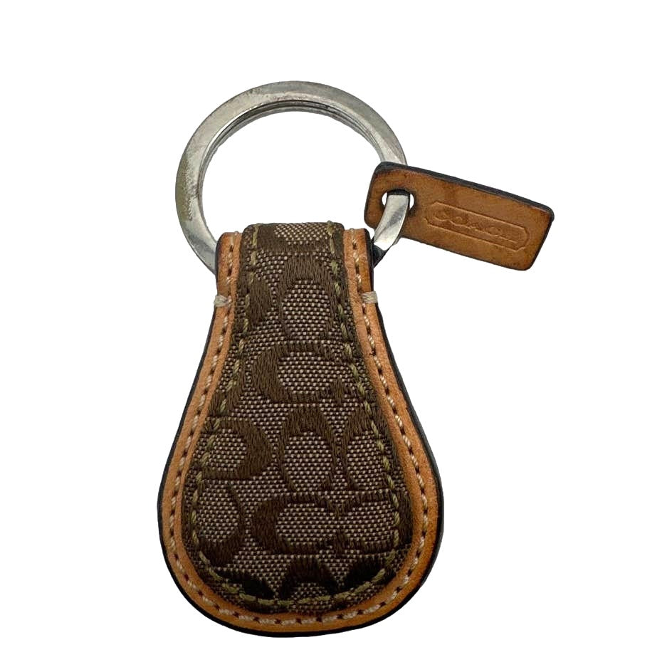 y2k COACH Vintage Brown Tan Signature Canvas Bag Charm / Key chain
