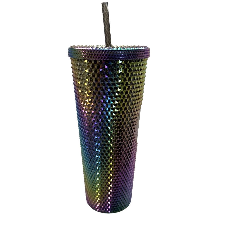 STARBUCKS LimitedEdition Studded Oil Slick Rainbow Iridescent Tumbler Fall 2023