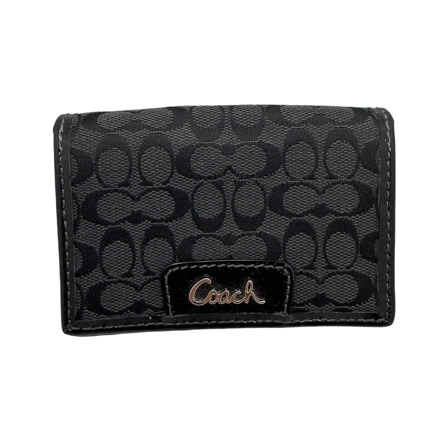COACH  Black Signature Canvas Small Card Holder / Wallet