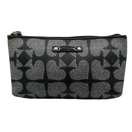 KATE SPADE New York Pebbled Ace of Spades Black and Gray Cosmetic Case