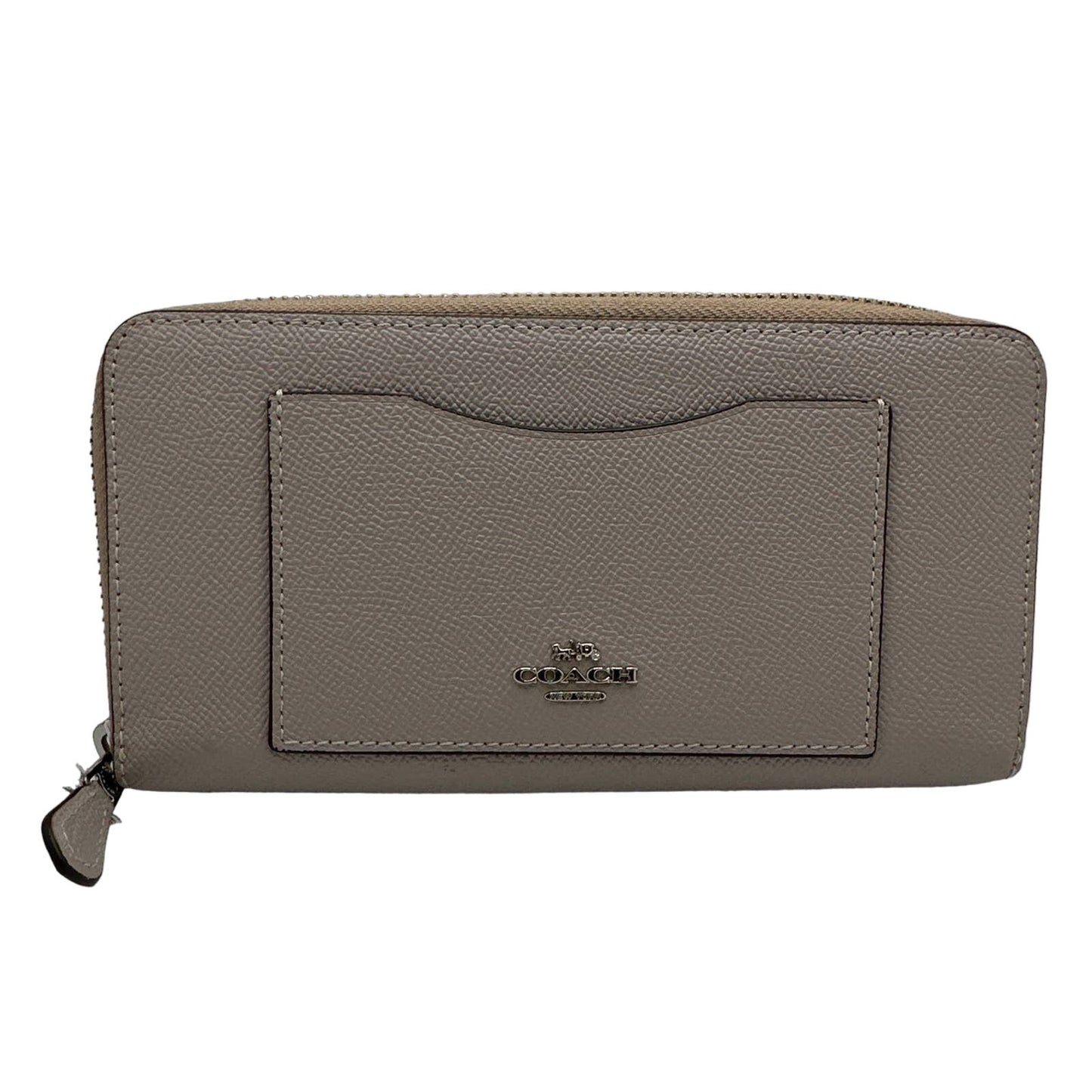 COACH Gray Crossgrain Accordion Zip Wallet