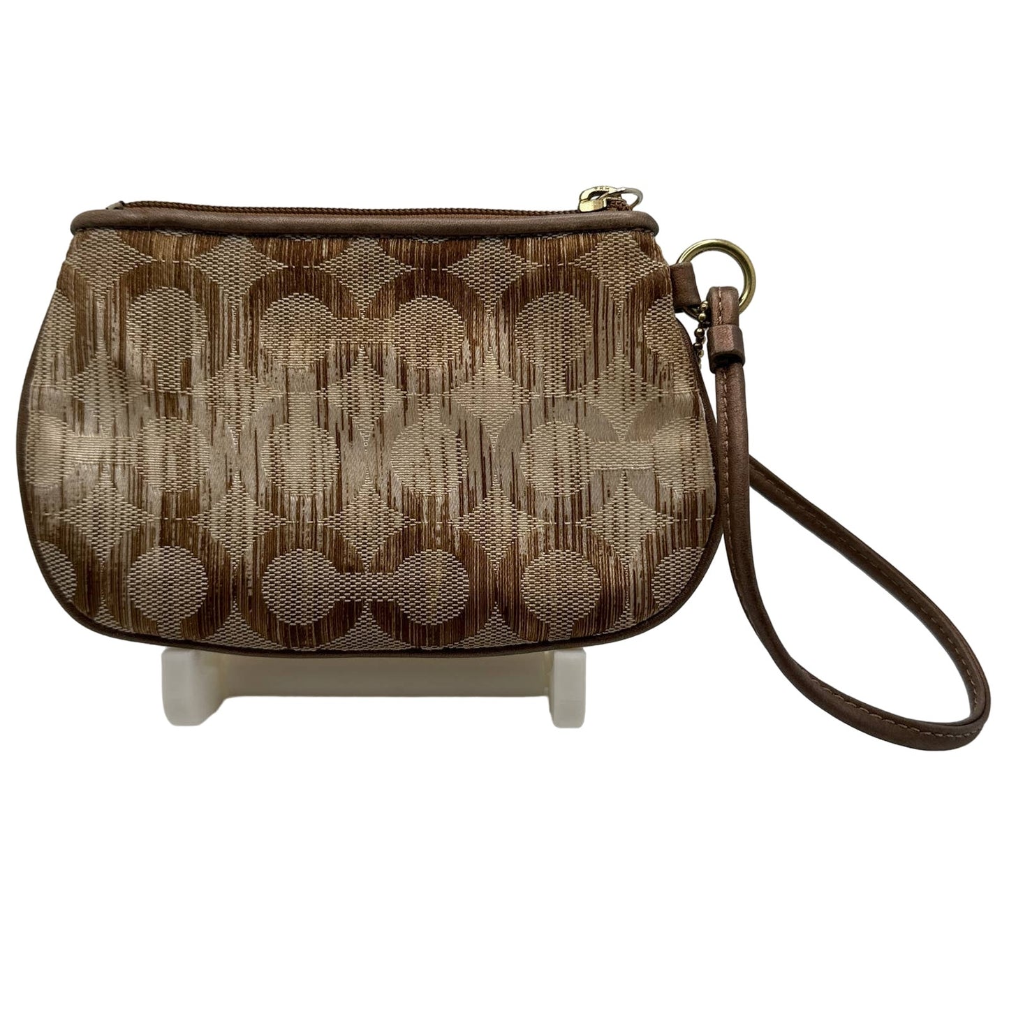 COACH Brown and Tan Signature Wristlet