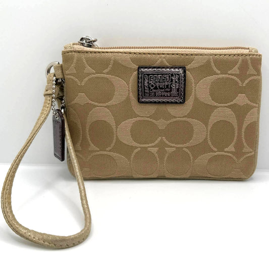 COACH Poppy Tan Signature Canvas Wristlet